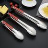 Red Handle Thickened Stainless Steel Kitchen and Barbecue Tongs for Baking and Serving