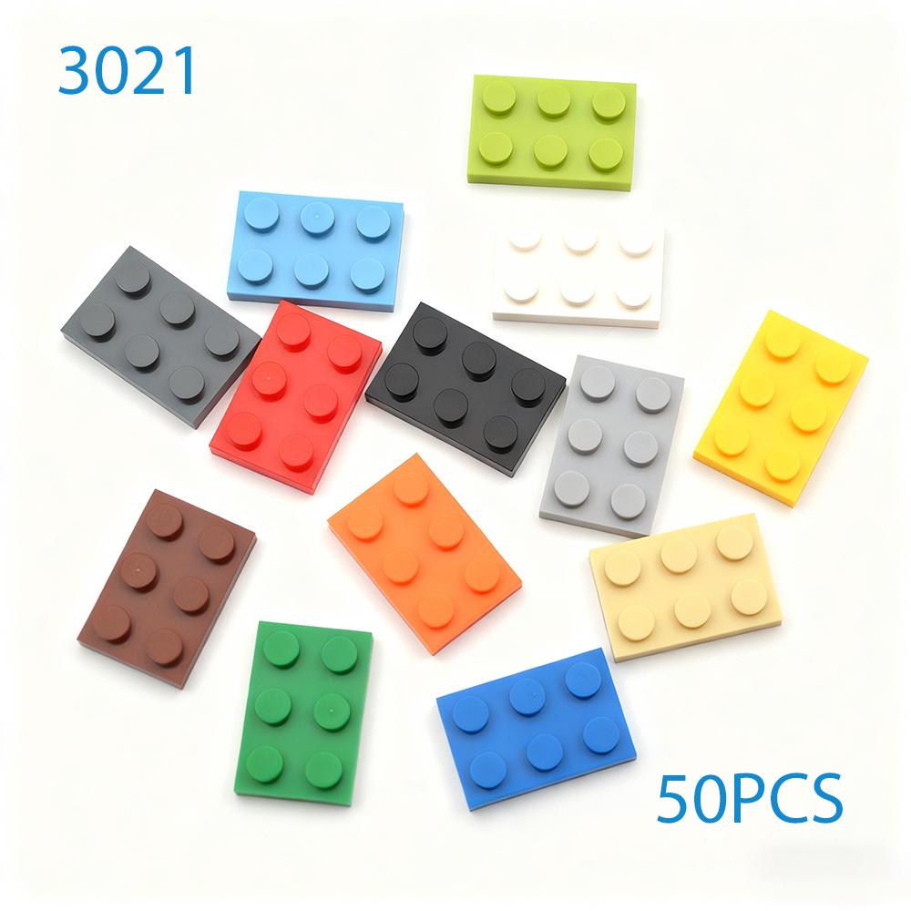 50 шт. DIY MOC Строительные блоки Тонкие Фигурки Кирпичики 2x3 Точки 12Цветов Образовательные Совместимые 3021 Игрушки для Детей Рождественский подарок