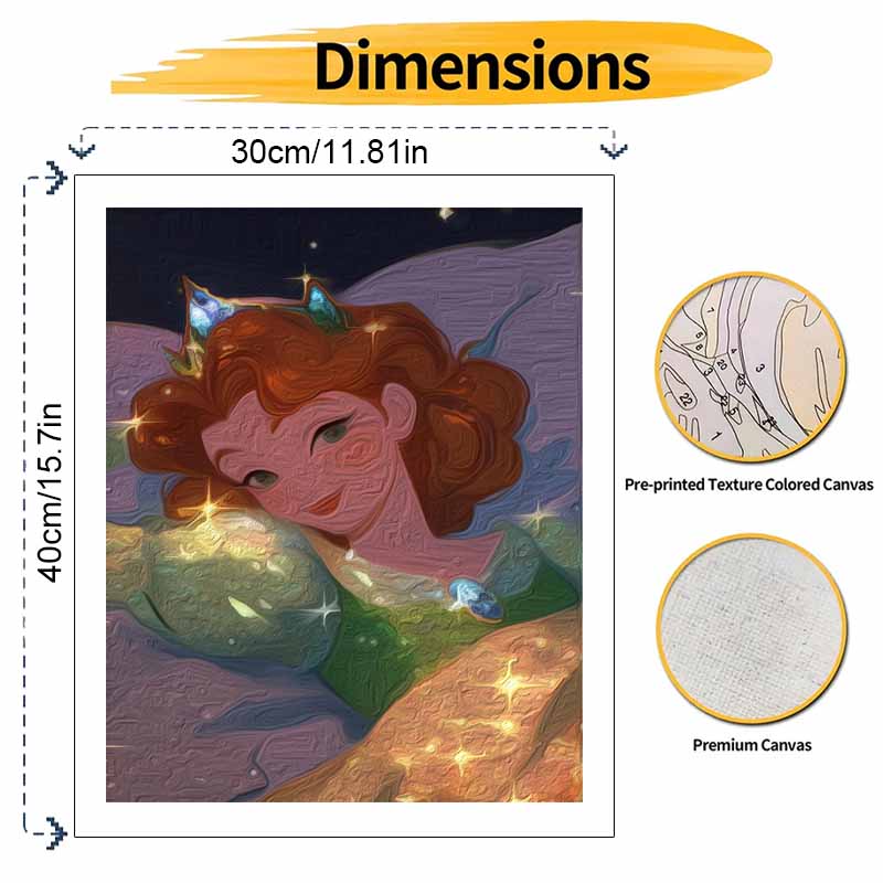 Disney Princess digital oil painting painting art sparkling crown princess handmade diy gift home decoration