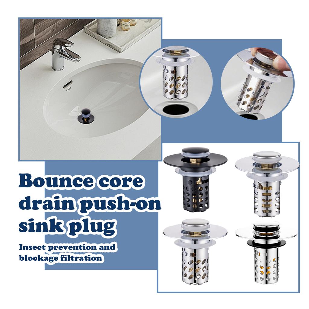 Upgraded 4-in-1 Bathroom Sink Strainer, Universal Up Sink Stopper With 2-Layer Detachable Hair Catcher Filter Basket, Fit 1.1-2.36 US Basin, Anti-Cl