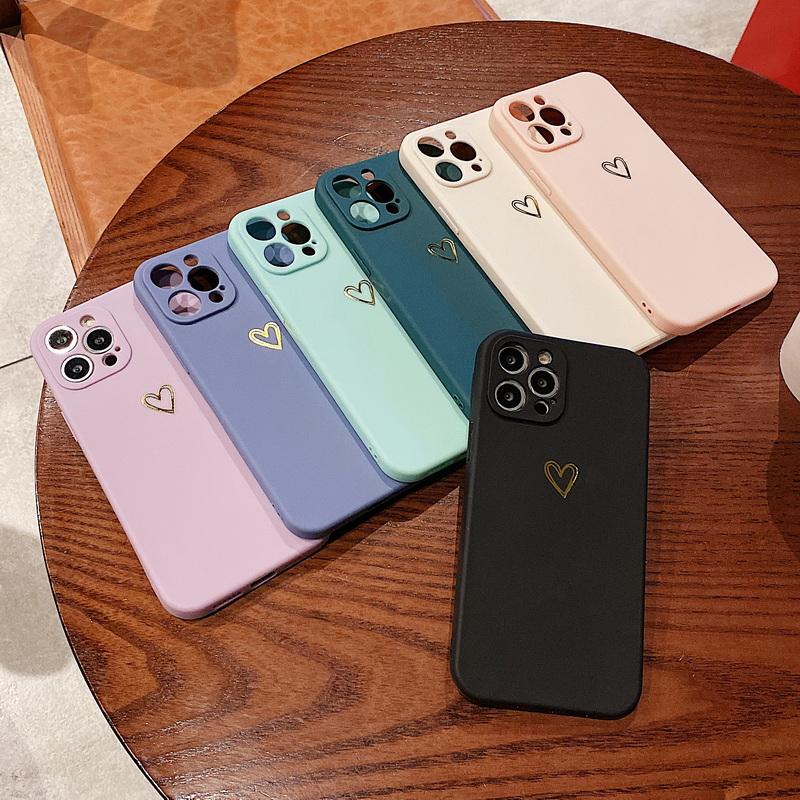 Милый силиконовый мягкий чехол TPU с сердечком для iPhone 16 Pro Max 15 14 Pro 13 12 11 X XR XS 8 7 Plus SE 2 с полной защитой