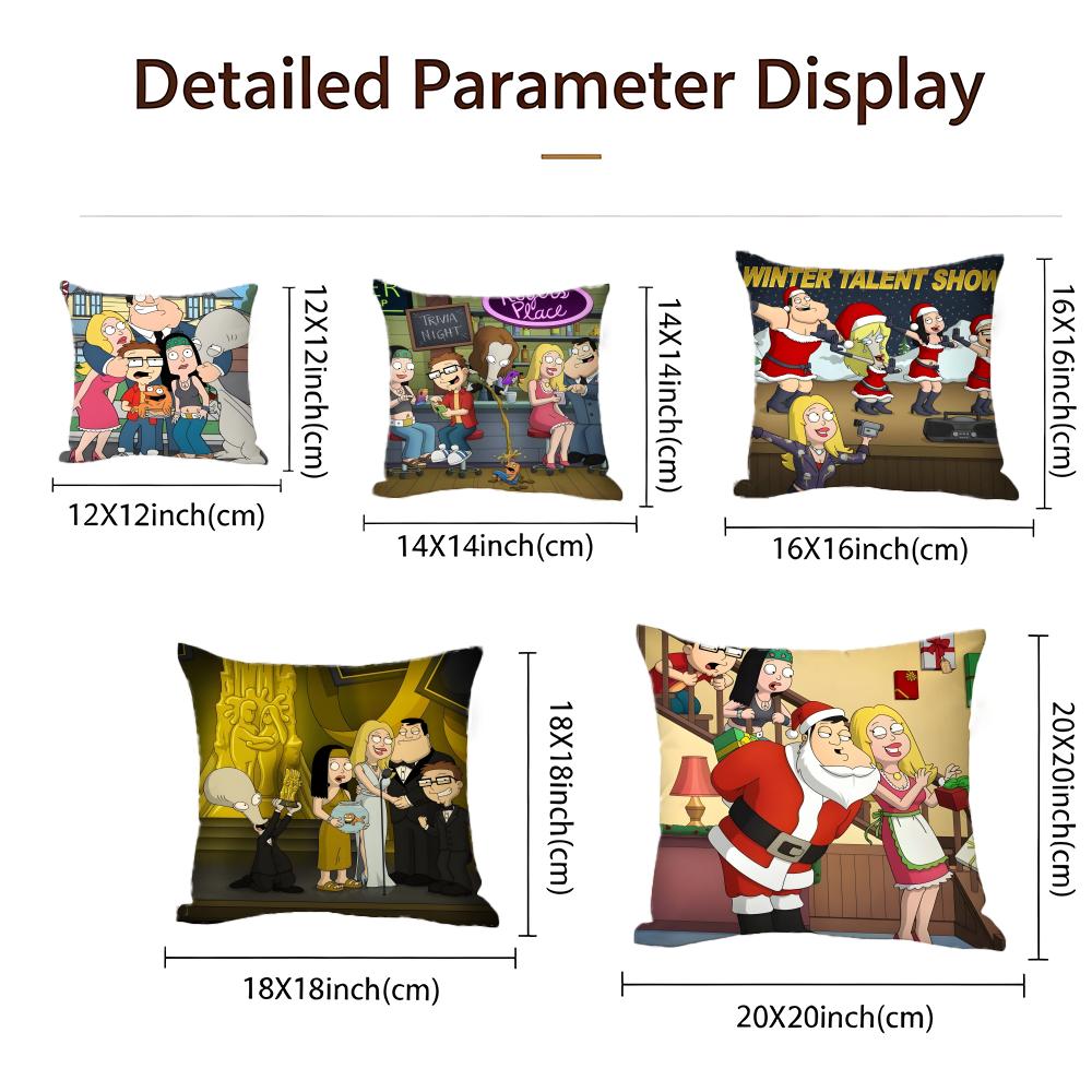 Cartoon American Dad! Cushion Cover Cushion Cover Set 4Pcs 50X50 45X45 40X40 Pillowcase Decorative Sofa Home Decor