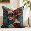 Flower Girl Aesthetic Cushion Cover Summer Linen Pillow Case Organic Fabric Cushion Cover DoubleSided Print Sofa Home Decor