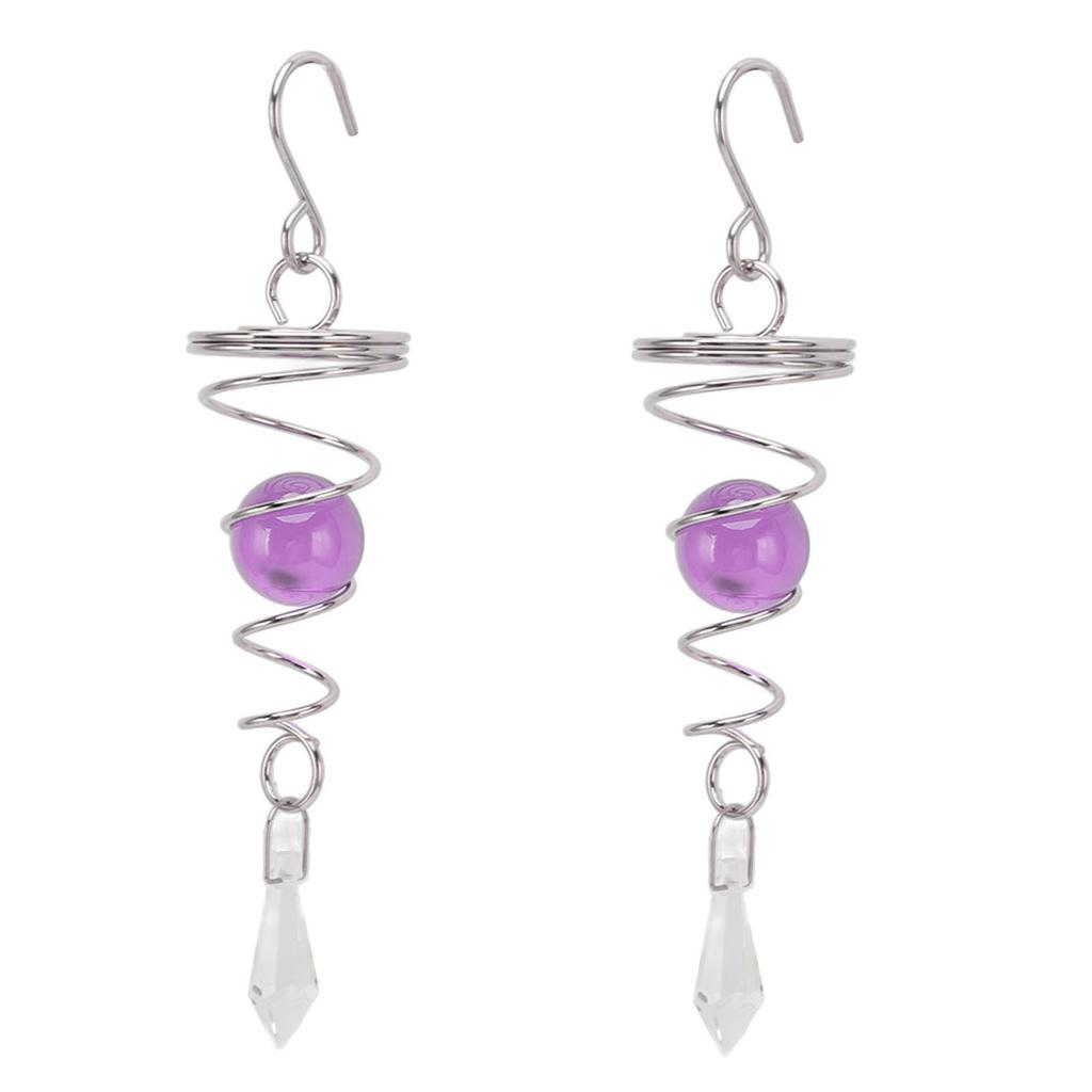 2Pcs Gazing Ball Spiral Tail Wind Spinner Stabilizer Stainless Steel Spiral Wind Chimes for Outside