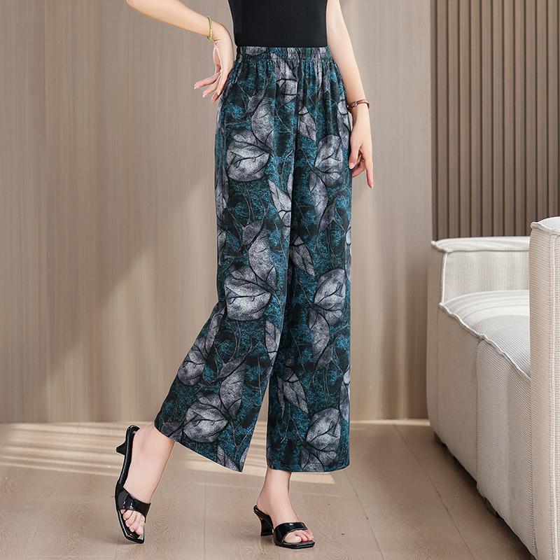 Большие размеры Летние женские брюки Высокая талия Свободная винтажная одежда Эластичный пояс Летние брюки