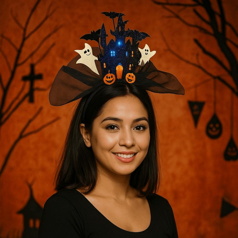 Electronic Halloween Headband Castle Ghost Hairband Gothic Halloween Hair Hoop Festive Decorations