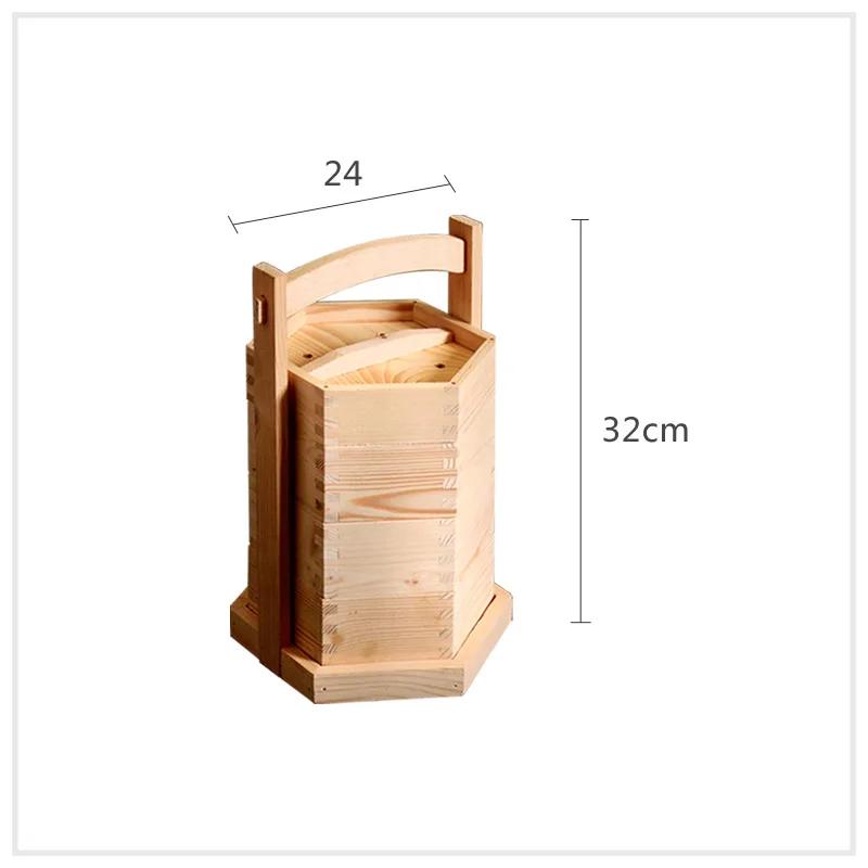 Wooden Hexagonal Steamer Chinese Dim Sum Steamed Grid Multi-size Heat Resistant Household Pastry Steamer Kitchen Cookware Tool