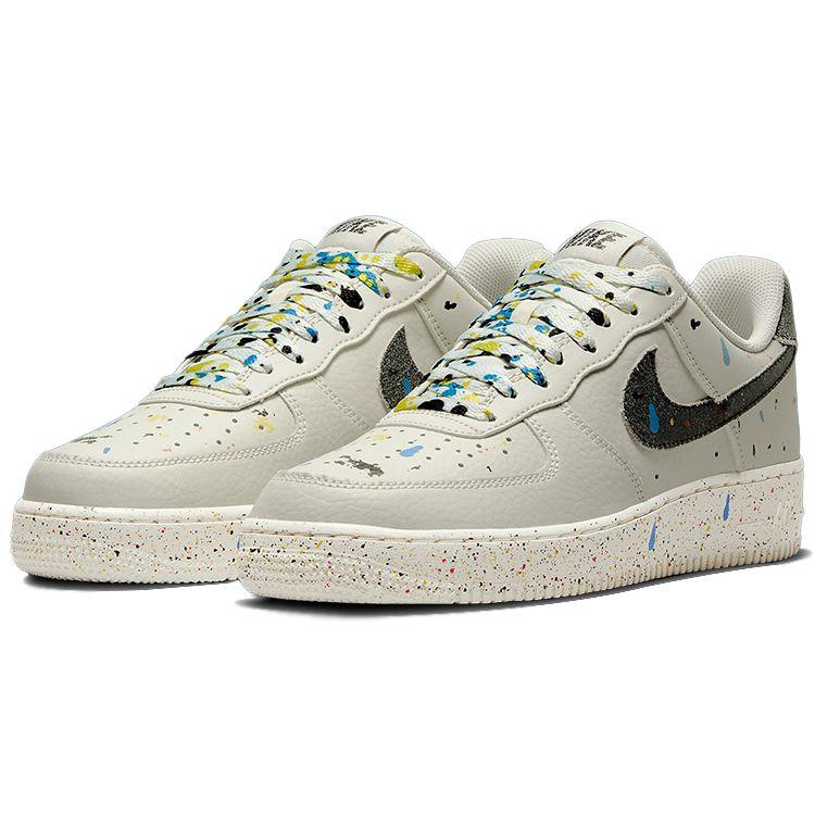 Nike Air Force 1 07 LV8 Paint Splatter — кроссовки унисекс Light Bone Белый Черный Парус CZ0339-001
