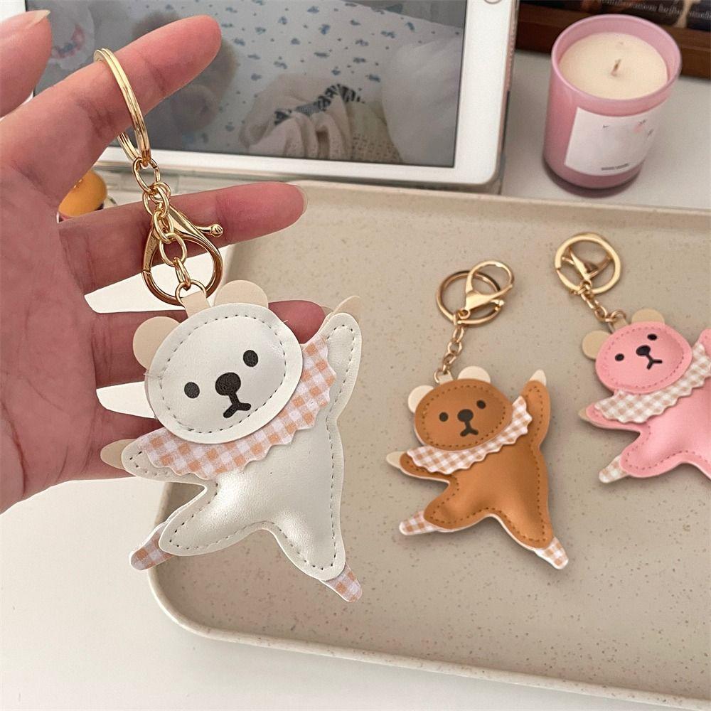 Лоскутный балетный медведь брелок животное автомобильный брелок кавайный PU медведь кулон студенты