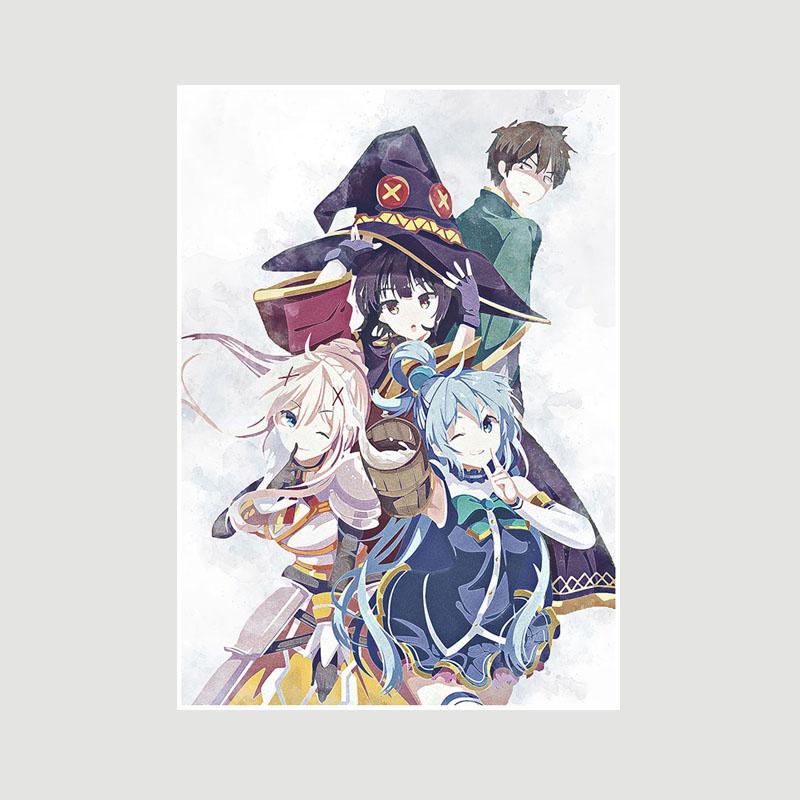 Vintage Anime KonoSuba Megumin White Paper Posters and Prints Bedroom Bar Cafe Decoration Mural  Retro Wall Art Painting Home Decor