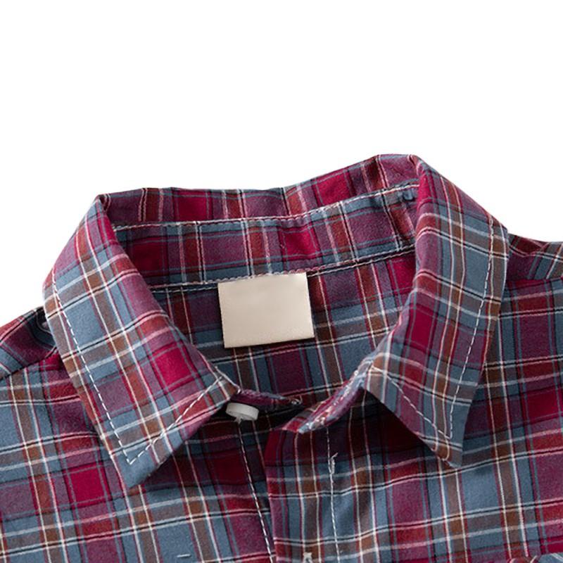 Детская рубашка, одежда, летние тонкие блузки, одежда для маленьких мальчиков, клетчатые хлопковые топы с лацканами, рубашки для детей 1–6 лет