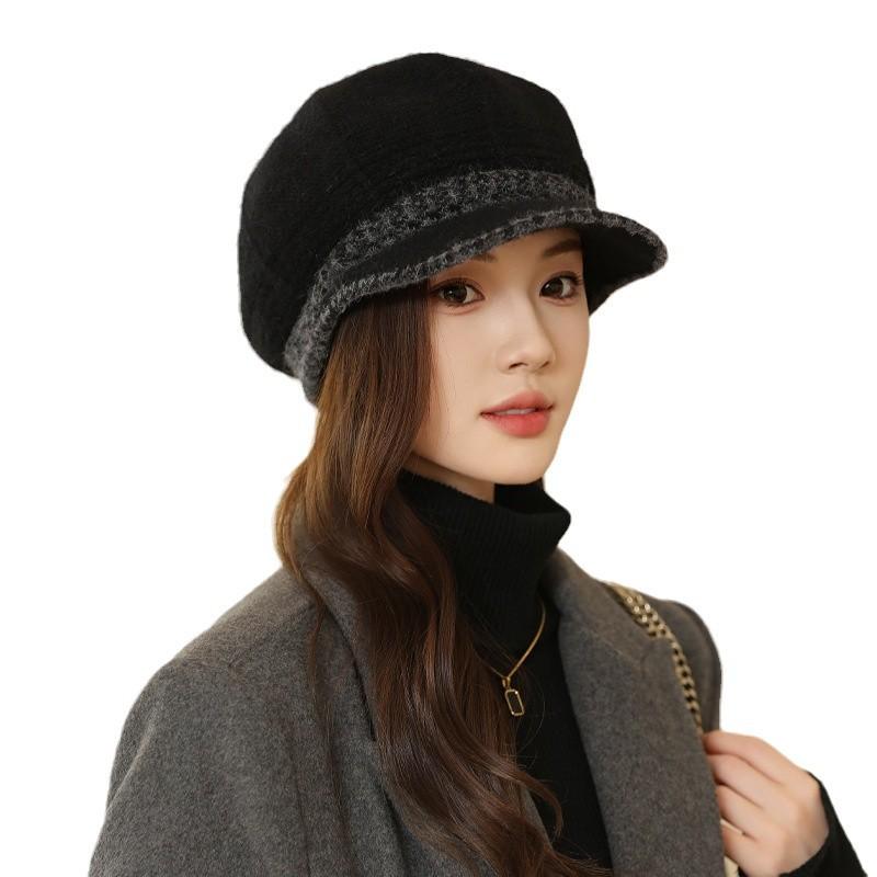 Korean Version of Women's New Winter Rabbit Hair Warm Mother Hat Middle Aged and Elderly Fashionable Versatile Knitted Wool Hat