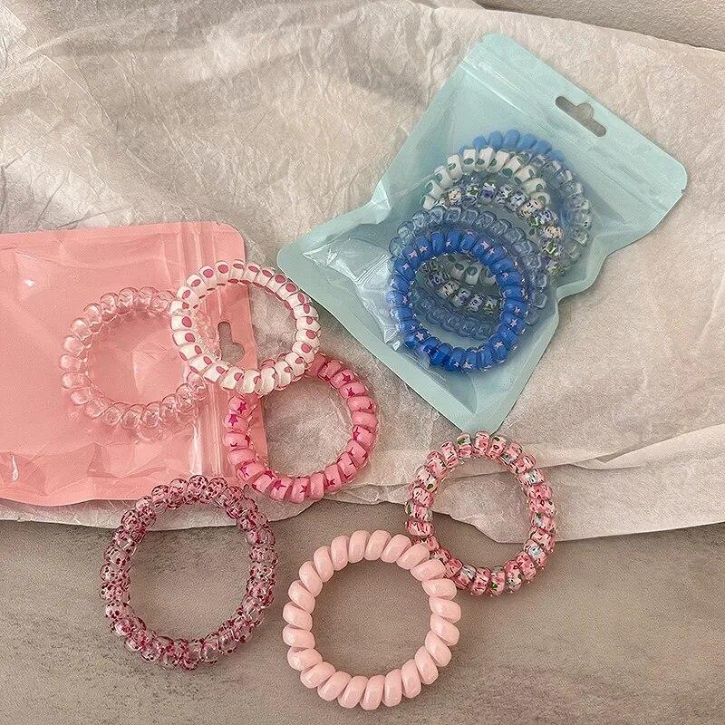6pcs/bag Candy Color High Elastic Hair Bands Girls Hair Ties Frosted Spiral Cord Rubber Bands Rope Stretch Headwear Accessories
