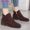 GKTINOO Women Chelsea Boots 2025 Autumn Winter New Genuine Leather Casual Shoes Women Cow Suede Lace-up Ankle Boots