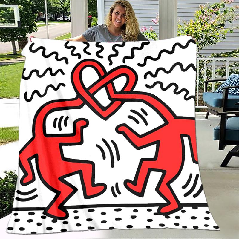 1pc Blanket Keith Haring Ascending2 Print Design, Lightweight Blanket for Sofa, Bed- Soft &Warm, Gift for All Seasons like Christmas, Halloween
