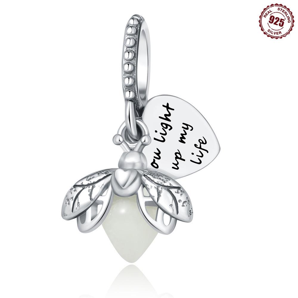 S925 sterling silver pendant accessories beaded bee butterfly original European and American style DIY bracelet