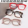 Vintage Square Frame Clear Lens Eyeglasses Blue Light Blocking Reading Glasses Oversized Female Finished Presbyopia Eyewear