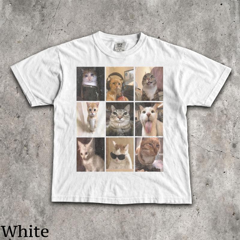 Cat Memes Tshirt Unisex Unisexs Unisex Graphic Tee Vintage 2016 Dumb Shirt Funny Cats Tee Weird Unhinged Cursed Shirts