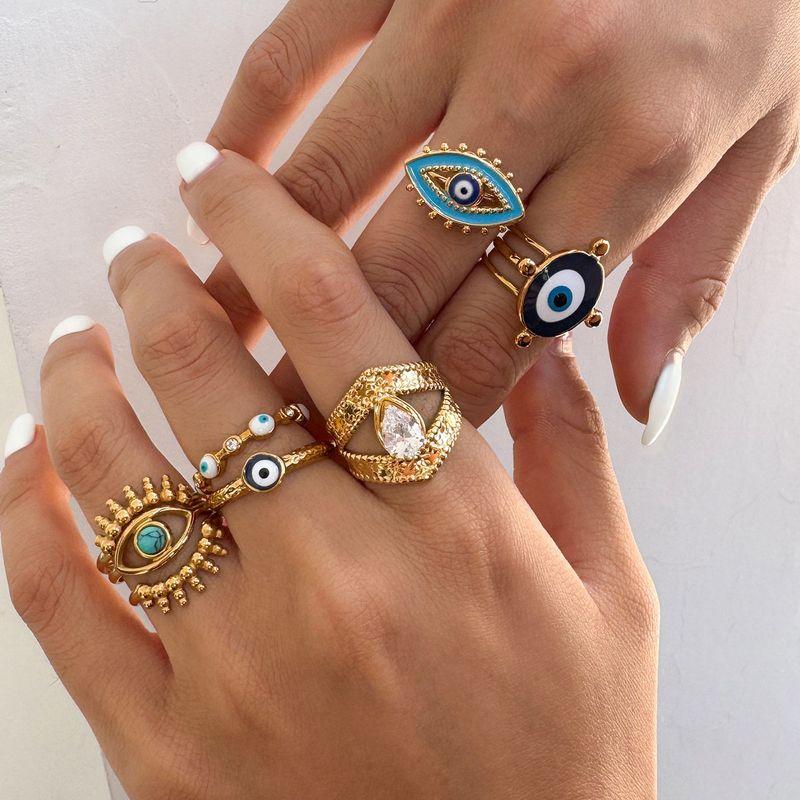 European and American Fashion Devil's Eye Titanium Steel Plated 18K Gold Ring Niche Original Design High-End Jewelry That Does Not Fade