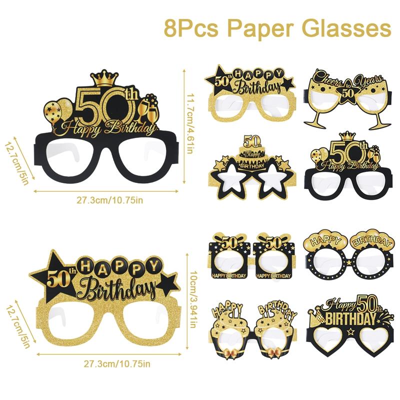 50-й Черно-Золотой День Рождения Одноразовая Посуда Бумажная Тарелка Салфетки Украшение для Вечеринки в Честь 50-летия 50-й День Рождения Юбилей Дня Рождения