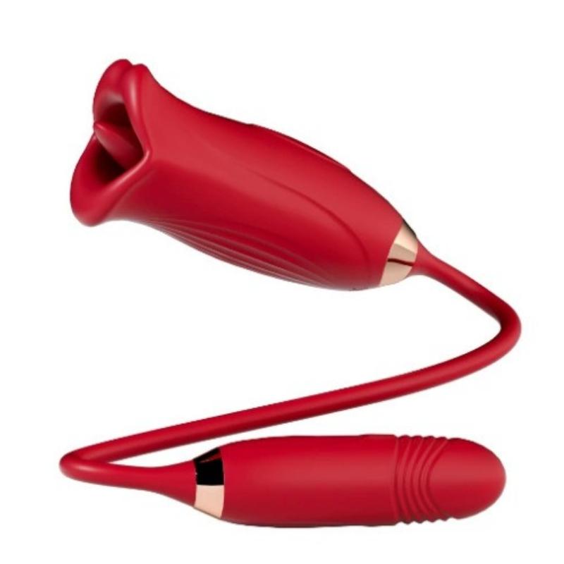 Rose, Vibrating Tongue Licking  Stretching Vibrating Jumping Egg, Double Headed Vibrator Adult Products Sex Toys
