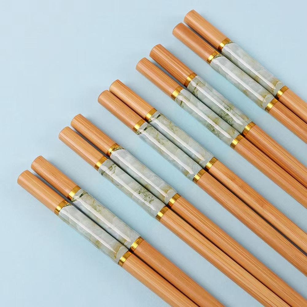 Бамбуковые палочки для суши, 5 пар, противоскользящие, подарочные, столовые приборы, кухонные принадлежности, набор столовых приборов