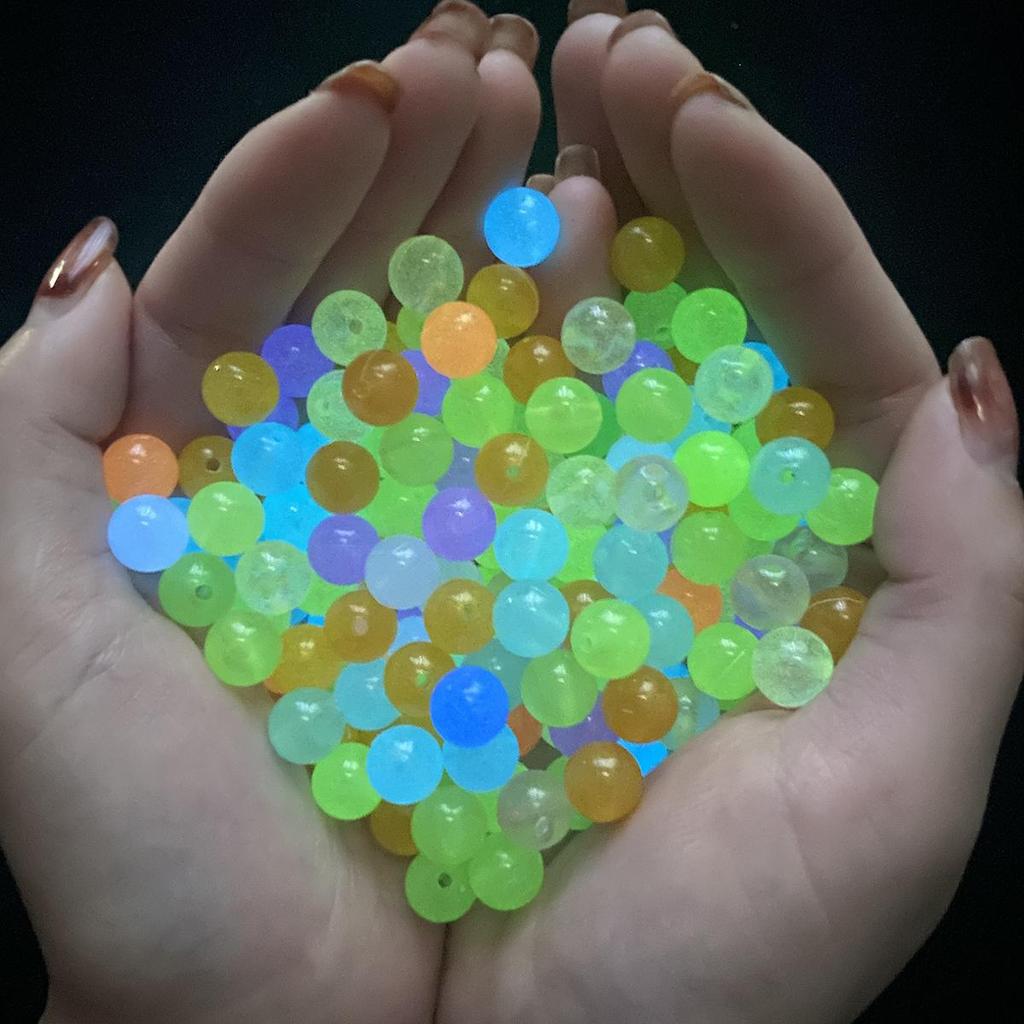 6/8/10/12mm Acrylic Mix Color Luminous Beads Round Loose Beads For Jewery Making DIY Necklace Bracelet Earring