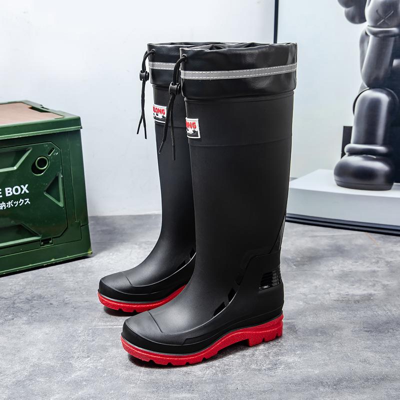 Мужские дождевые ботинки, водонепроницаемая обувь, модные высокие резиновые сапоги на толстой подошве, износостойкая резиновая обувь, кухонная обувь для рыбалки, водные сапоги