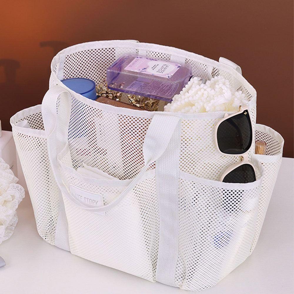 Internal Compartments Large Beach Tote Bag Multi-level Zoning Mesh Shower Bag  Travel