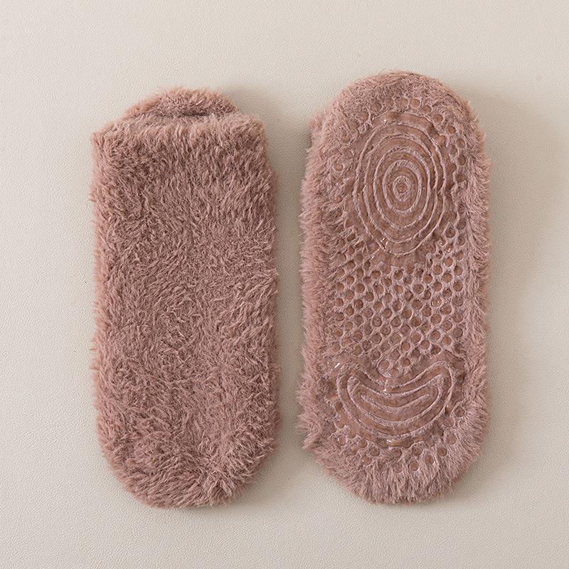 Низкие нескользящие носки для пола, носки из кораллового флиса, женские осенне-зимние утолщенные теплые короткие носки из флиса, домашние носки для сна, носки-лодочки