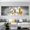 Животное семь бегущих лошадей золотой холст живопись черно-белые постеры и принты настенные художественные фотографии домашний декор без рамки