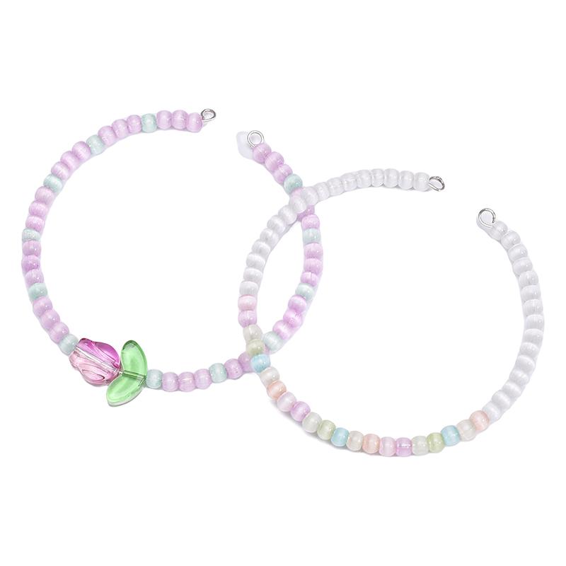 Стеклянные бусины-рис 4 мм с эффектом кошачьего глаза, разных цветов для изготовления украшений своими руками