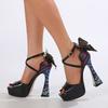 Liyke Summer 13.5CM Super High Heels Platform Sandals Women Fashion Big Butterfly Cover Strap Peep Toe Wedding Banquet Shoes