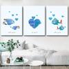 Рыба Абстрактная простая картина на холсте, настенная художественная печать, постеры и принты, декоративная картина для гостиной, домашний декор, в рамке