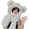 Cute Little Bear Thickened Warm Scarf Hooded Scarf Winter Gloves Three Piece Hat for Women