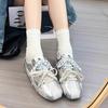 Niche Silver German Training Shoes Are Great-looking Shoes for Women's 2025 New Popular Leisure Sports Forrest Gump Flat White Shoes