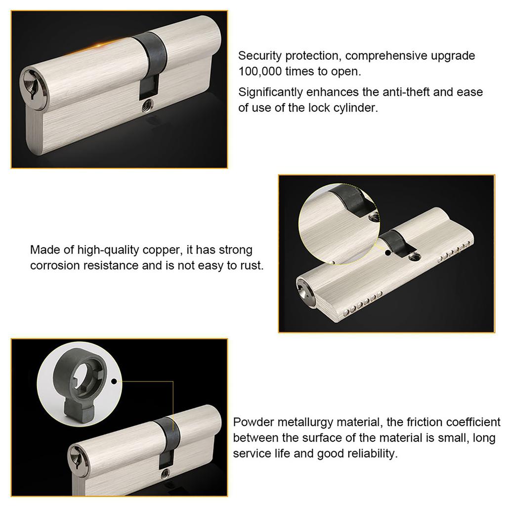 Медный двойной открытый цилиндр замка противоугонный деревянный дверной замок(Д=60мм(30/30))