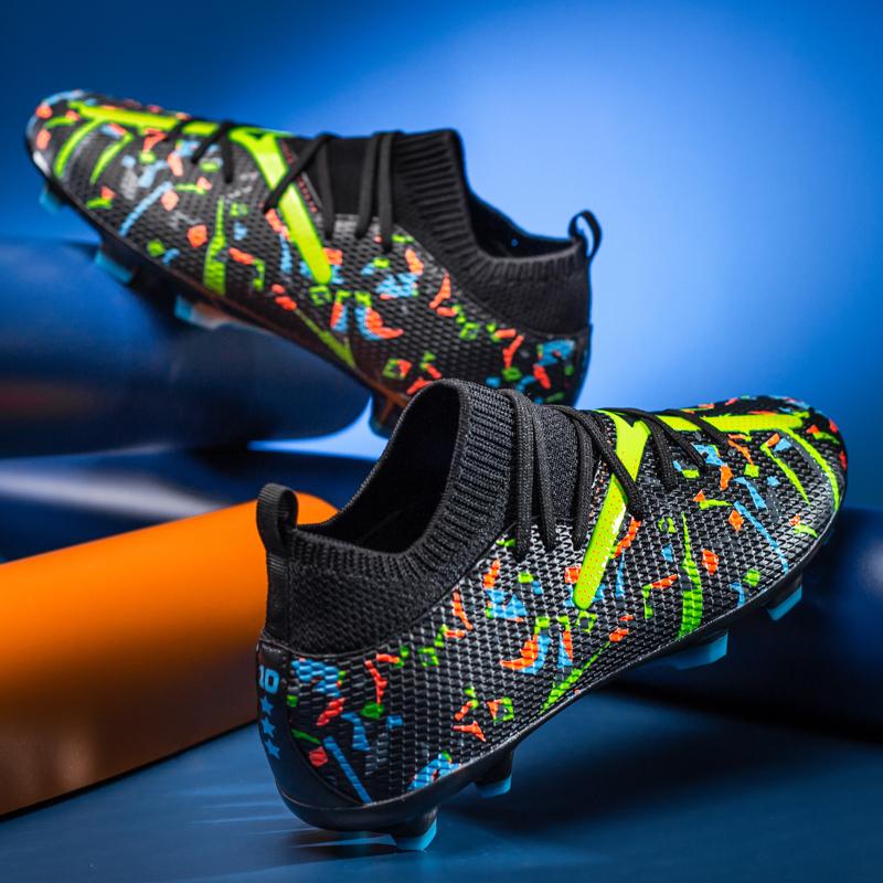 Мужские футбольные бутсы с длинными шипами и высокой лодыжкой, футбольные бутсы FG, уличные бутсы для травы, футбольные бутсы, тренировочные спортивные футбольные бутсы