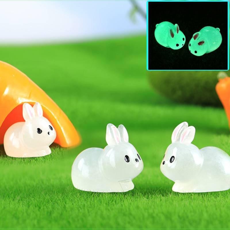 Charming Glow In The Dark Fat Bunny Resin Figurine Perfect For Diy Moss Garden Decor