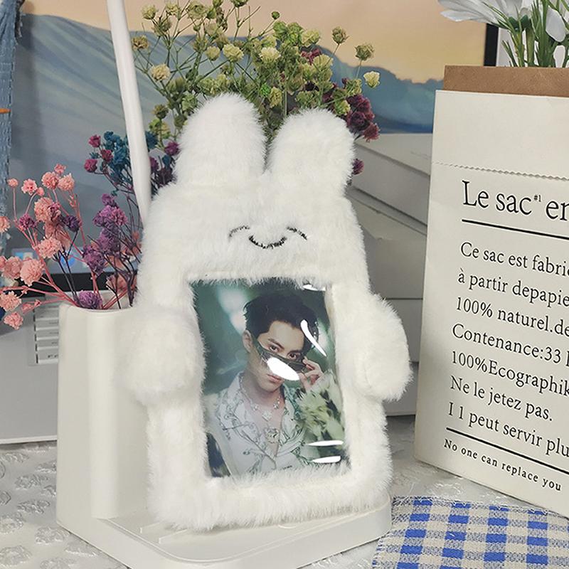 3-дюймовый милый мультяшный медведь кролик плюшевый держатель для фотокарточек корейский идол фото держатель для девочек милый брелок удостоверение личности кредитная защита канцелярские принадлежности