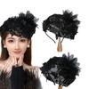 Elegant Fascinator Hats for Women Headband with Feather Flower Hair Accessory Vintage Hairpieces Hair Decoration