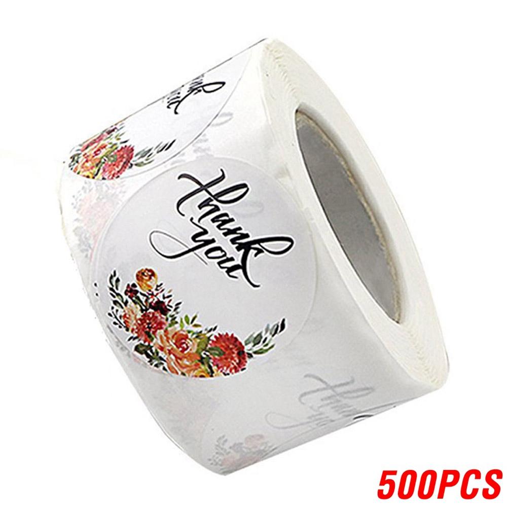 100-500pcs Floral Thank You Stickers Seal Labels For Package Decoration 1inch White Black Labels Sticker Stationery Sticker