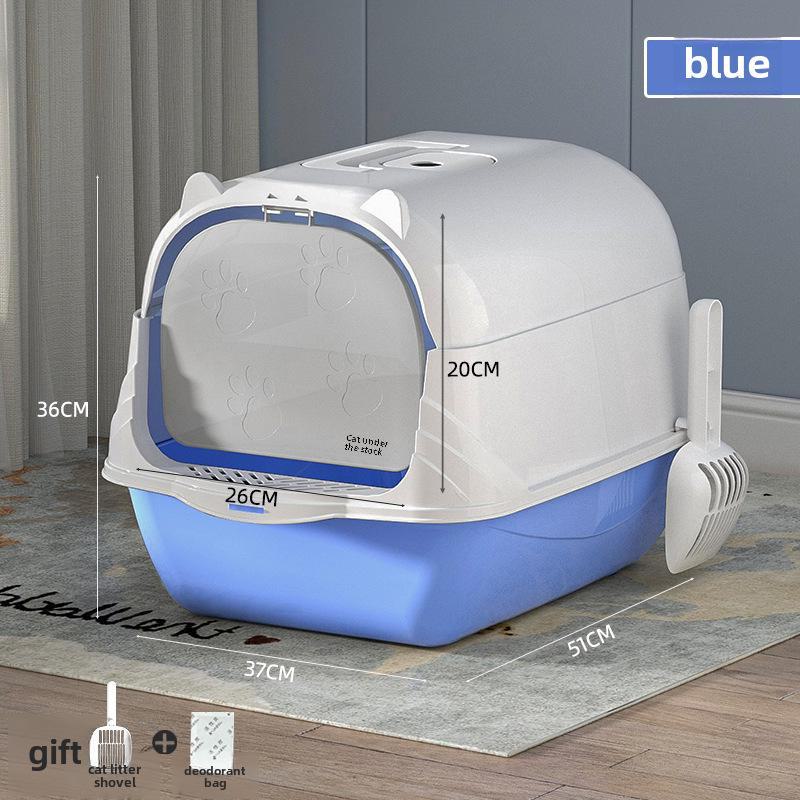 Большой двухцелевой закрытый кошачий туалет с защитой от брызг