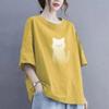 Short Sleeved T-shirt for Slimming and Concealing Summer Casual Print Versatile Round Neck Loose Top Summer Top Half-sleeve