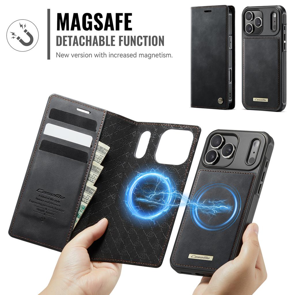 For iPhone 17 Pro Case CASEME C49 Compatible with MagSafe RFID Blocking Detachable Wallet Leather Phone Cover