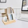 Triangular Bookshelf Stable Structure Wooden Book Stand with Cup Holder And Tablet Slot for Home Bedroom