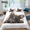 Bulldog Duvet Cover French Bulldogs Bedding Set Twin Polyester Chocolate Puppy Pet Doggy Animal Quilt Cover for Dog Lover Gifts