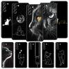 Чехол для телефона 'Кошачья линия' Черные кошки для Samsung Galaxy S25 S24 S23 S22 S20 Ultra S21 FE 5G S10 Plus S10E Мягкий ТПУ Чехол