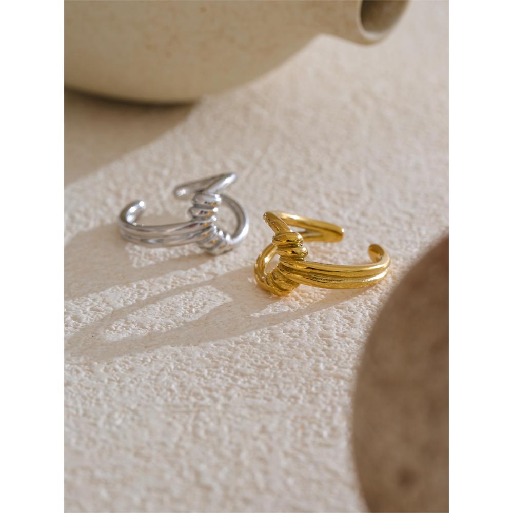 Eetit Стильное уникальное геометрическое полое открытое персонализированное кольцо из нержавеющей стали золотого и серебряного цвета, шикарный популярный подарок в виде ювелирного изделия
