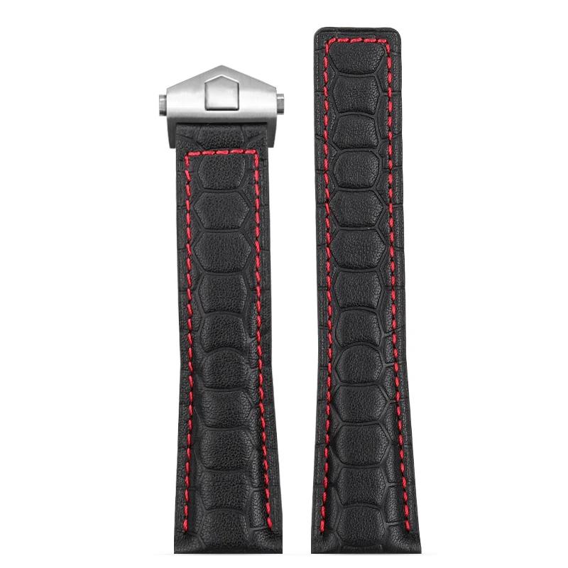 22 мм Ремешок из коровьей кожи Для часов Heuer F1 Racing WatchBand Aquaracer 300 Складная застежка Ремень для часов Carrera Мужской ремешок для часов TAG Heuer Браслет